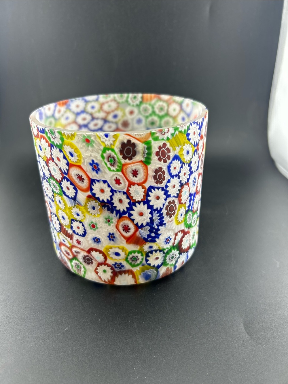 VTG Murano Millefiori Glass Tumbler Vase-Fratelli Toso Italian Art Glass